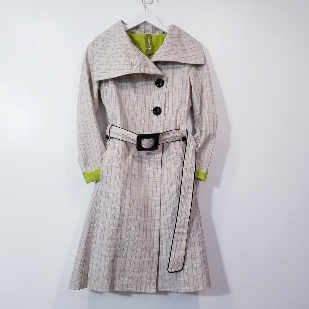 Soia & Kyo Plaid A-Line Belted Jacket with side Pockets